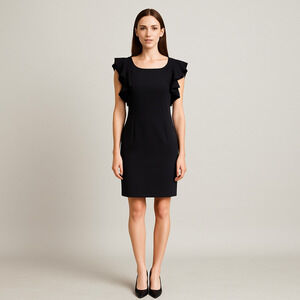 Tommy Hilfiger Black Ruffle Sleeve Sheath Dress Size 12